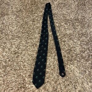 Robert Talbott Tie‎ Blue Silk 55” Green Whale All Over Print Made in England